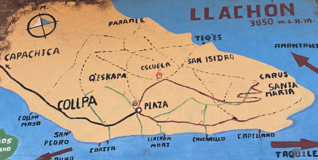 Carte de Llachon au lac Titicaca.